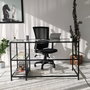 Hanah Home M101 Mesa de Estudio 130x60cm Cristal Templado y Metal Negro Diseño Moderno Industrial